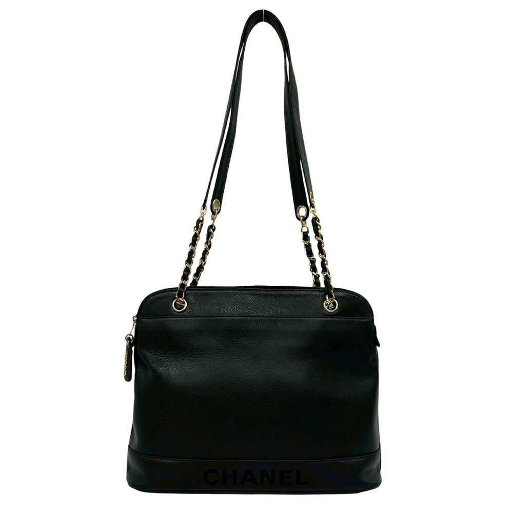 CHANEL Vintage Black Caviar Leather Shoulder Bag